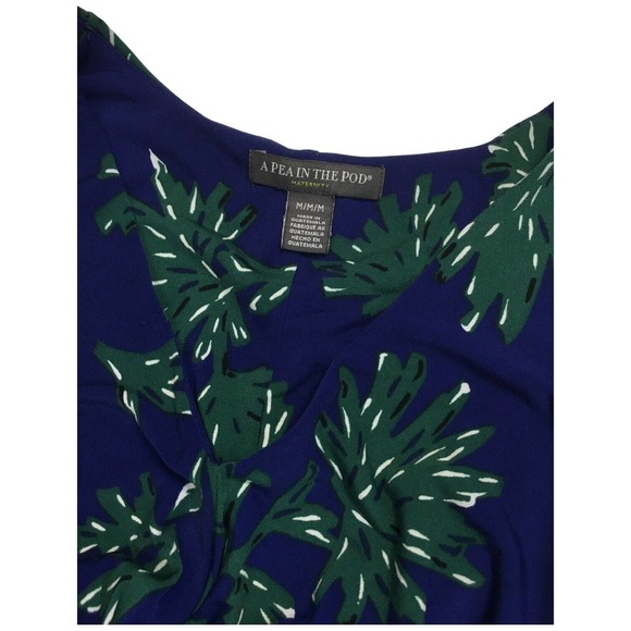 A Pea In The Pod Maternity Sleeveless Knot Front Leaf Stretch Maxi Dress Blue M - Picture 10 of 10